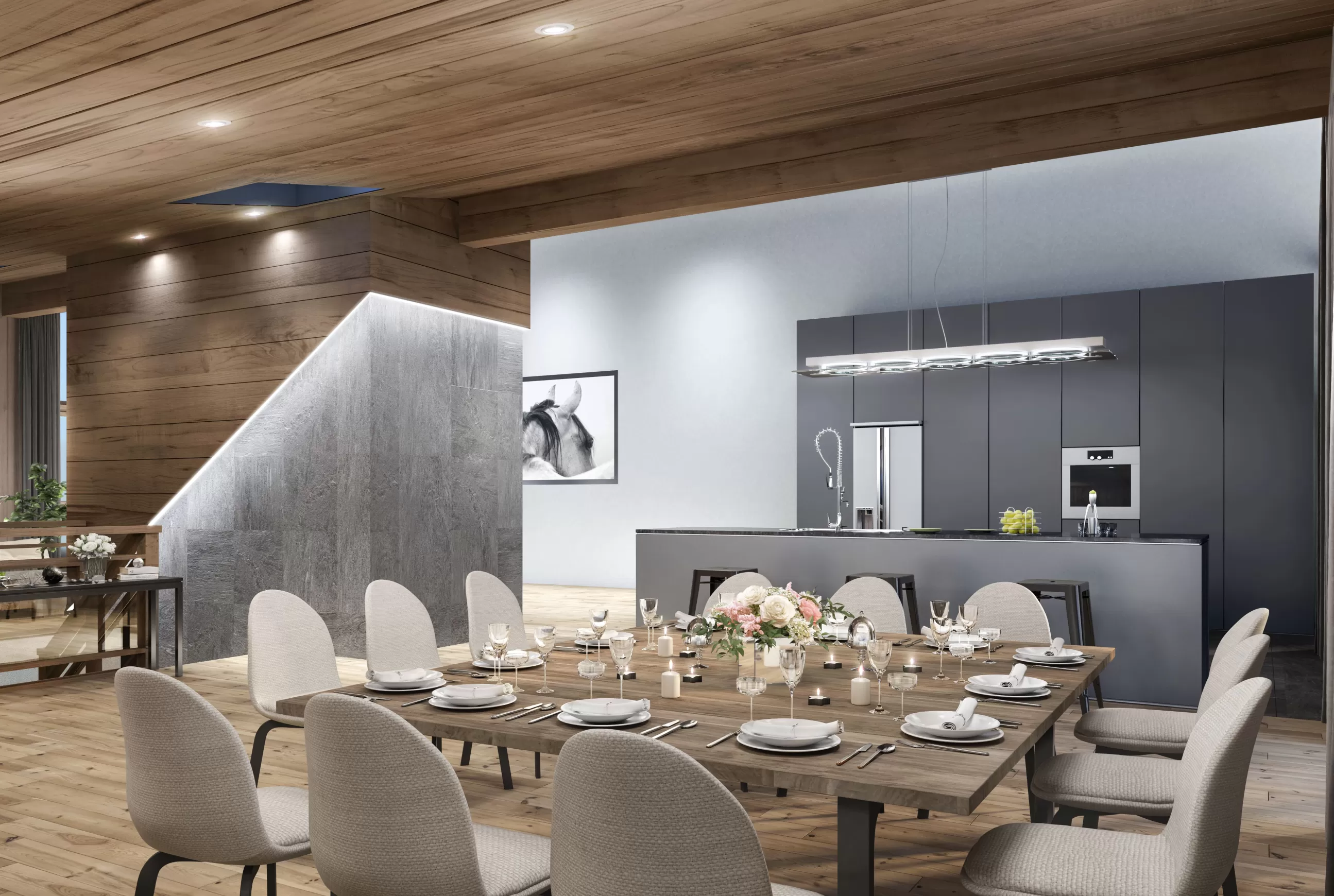 Stallion-Megève illustration intérieur salle à manger