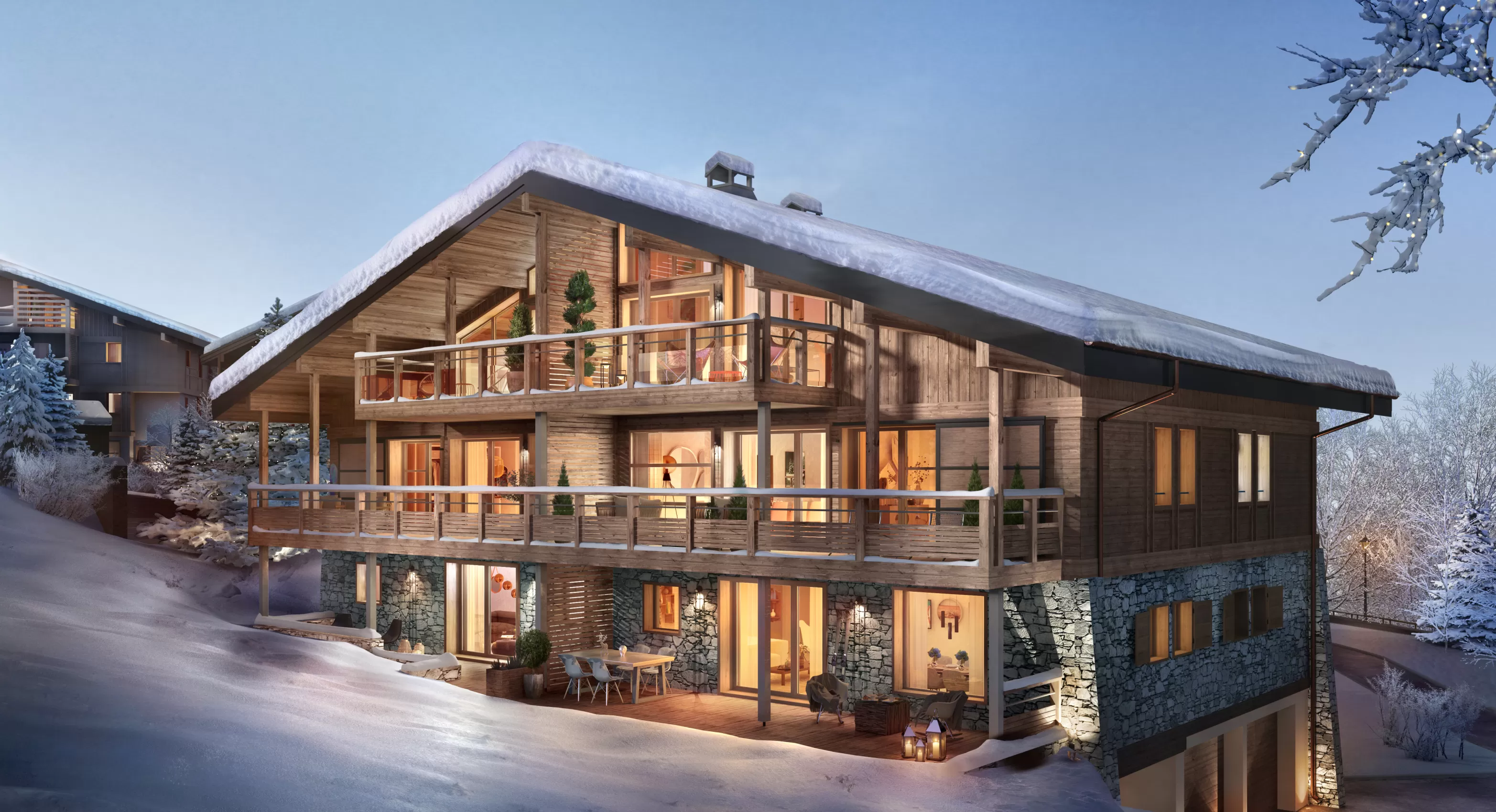 Stallion-Megève illustration extérieur nuit